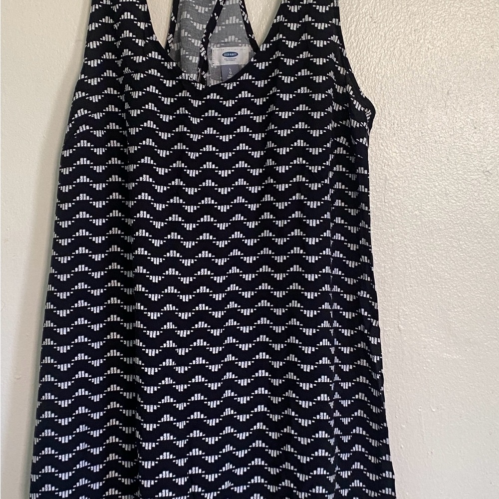 Old Navy Blue and White Sleeveless Halter Sheath Dress